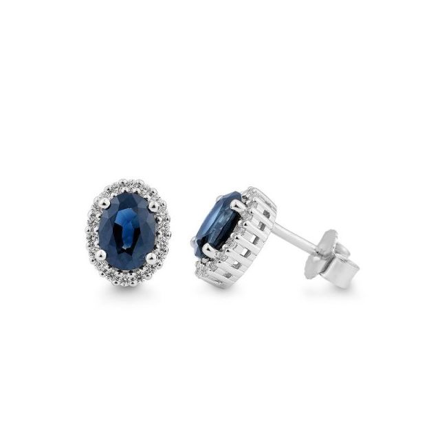 Ohrstecker Weißgold mit Safir und Brillanten 47542