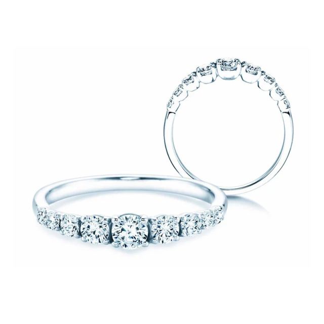 Verlobungsring 9 Diamanten 0,43 ct. Weißgold, Gelbgold, Rotgold oder Platin RIV 47628