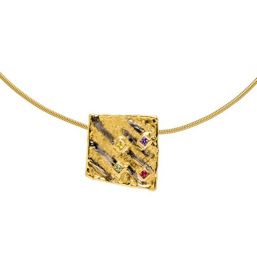 Goldkette mit Anhänger Safire 585 Gelbgold