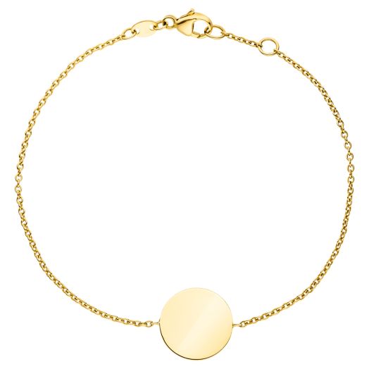 Armband mit Gravurplatte aus 585 Gelbgold 18600316