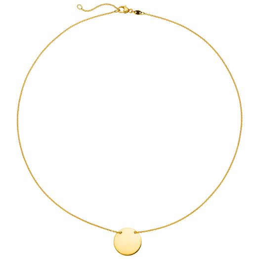 Collier mit Gravurplatte 45 cm 585 Gelbgold 18600323