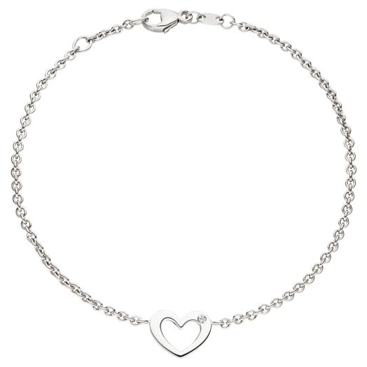 Armband mit Herz und Brillant 585 Weissgold 18600364