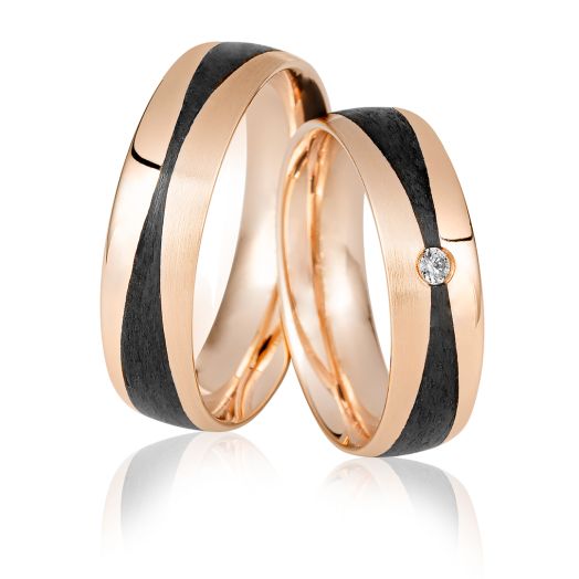 Trauringe St. Maurice Carbon 2 Rotgold mit Brillanten 81461