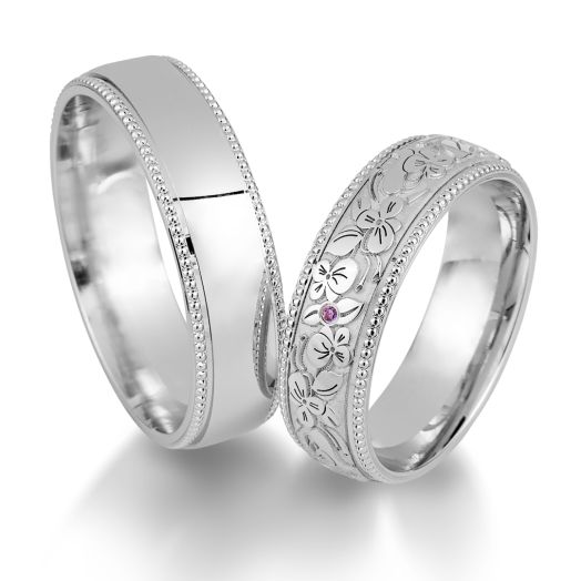 Trauringe St. Maurice Magic Flower in Weißgold 81675 Eheringe