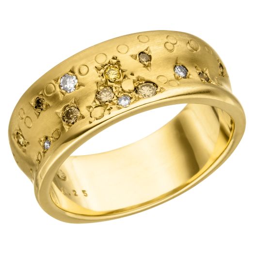 Goldring mit naturfarbenen Brillanten besonderer Schmuck 94500716