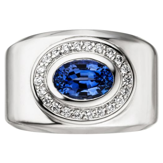 Saphirring 750 Weißgold mit Brillanten lupenrein 94700771