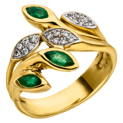 Goldring mit Brillanten Smaragd 0,20ct. twsi + 0,63ct 94700935