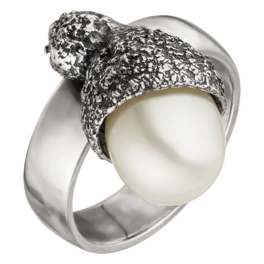Natura Ring Eichel 925 Silber Südseeperle handarbeit 95100011