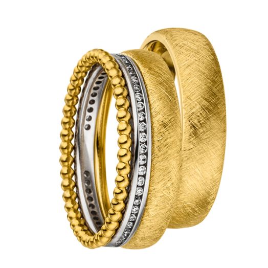 Trauringe Set Vintage Look Kugelring Verlobungsring 585 Gold