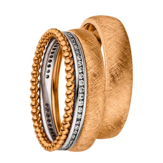 Trauringe Set Vintage Stil Kugelring Verlobungsring 585 Rotgold