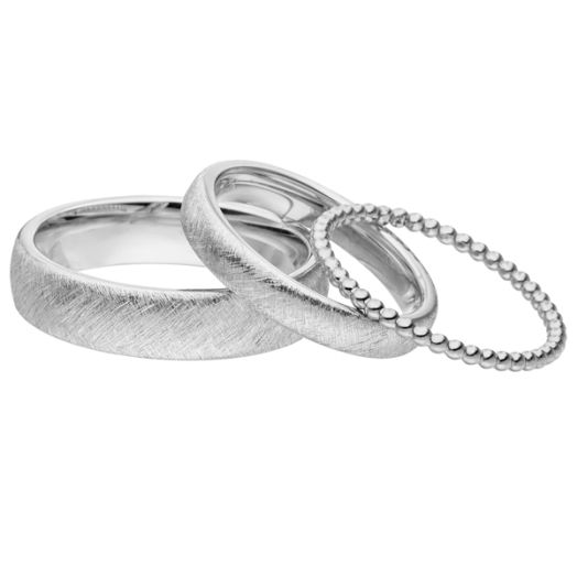 Trauringe Style Look Weißgold mit Kugelring Verlobugsring