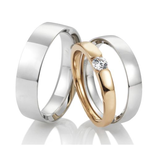Trauringe mit Vorsteckring Breuning Weißgold 48/05506 Triset