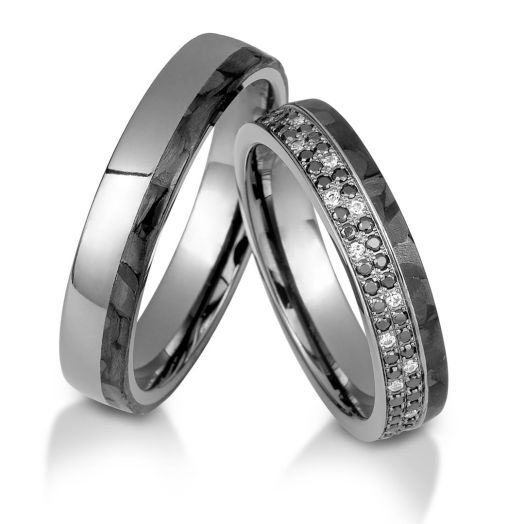 Trauringe Breuning Carbon Stars Graugold mit Brillanten 06524