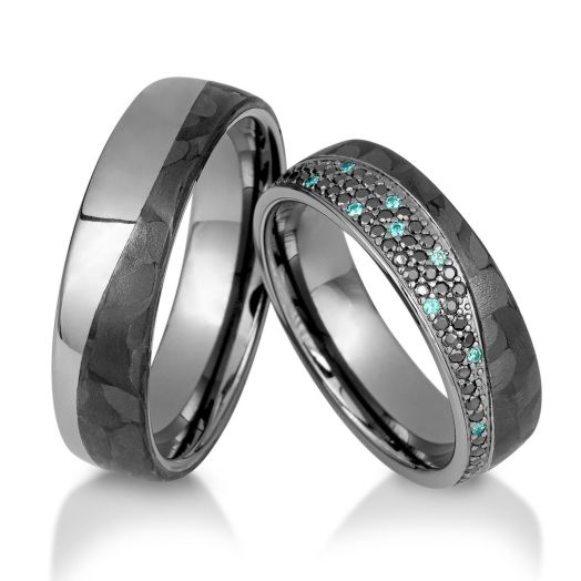 Trauringe Breuning Carbon Stars Graugold mit Brillanten 06530