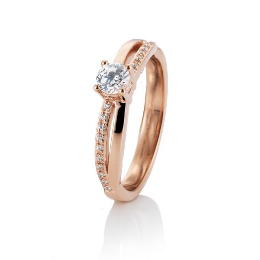 Diamantring 585 oder 750 Rotgold Verlobungsring Breuning 05656