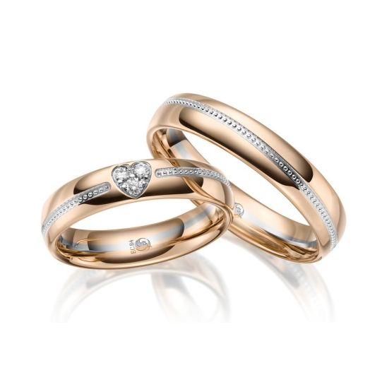 Trauringe Rubin Bicolor RU-1646 Eheringe Diamant Herz