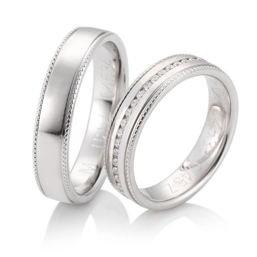Trauringe Breuning Joy 48/04533 Eheringe Weißgold Perlenfuge