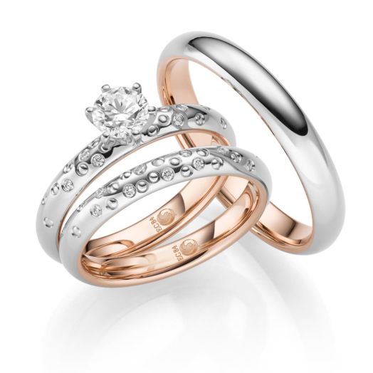 Trauringe Set Solitärring Rubin Design 7 Gold RU-1741