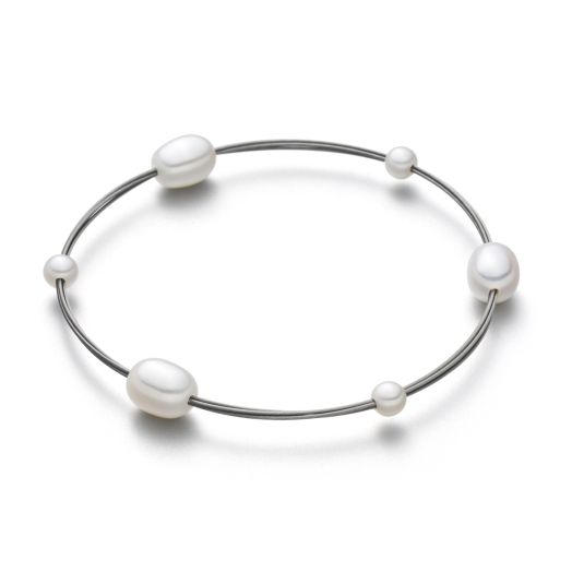 Armreif Stahlseil mit Perlen as6 Perlenarmband
