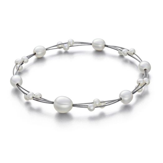 Armreif Stahlseil mit Perlen asm Perlenarmband