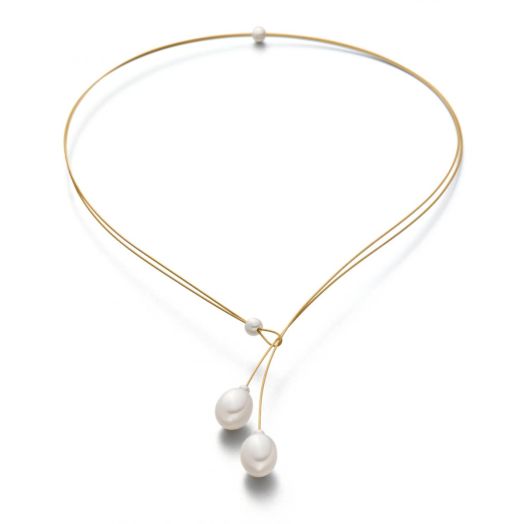 Collier Tropfen Perlencollier vergoldet oder 750 Gelbgold trvp