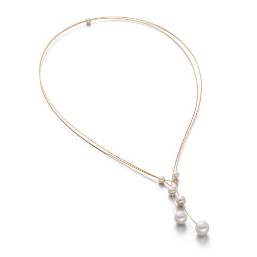 Collier Tau mit Perlen Perlencollier vergoldet oder Gelbgold