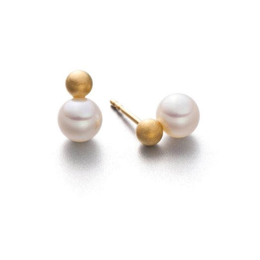 Ohrstecker Duo vergoldet oder 750 Gelbgold mit Perle dvo