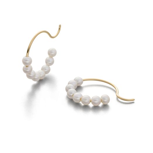 Creolen Pin 750 Gelbgold mit Perlen pin-au-o Ohrschmuck