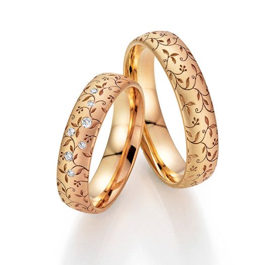 Fischer Flora Sonnenbraut Trauringe 38-07629/050 Rotgold Apricotgold