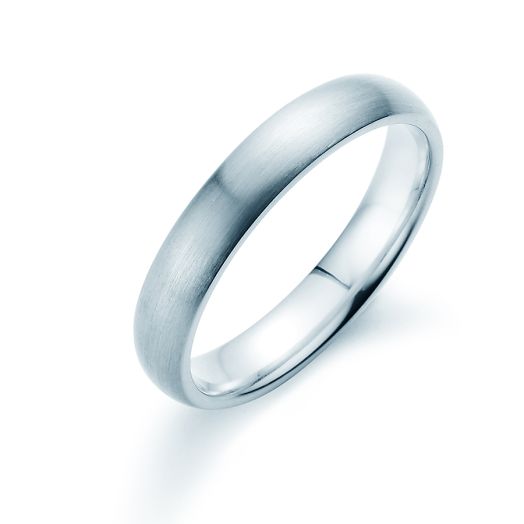 Verlobungsring Herren 4mm Weißgold, Platin oder Silber matt 400036