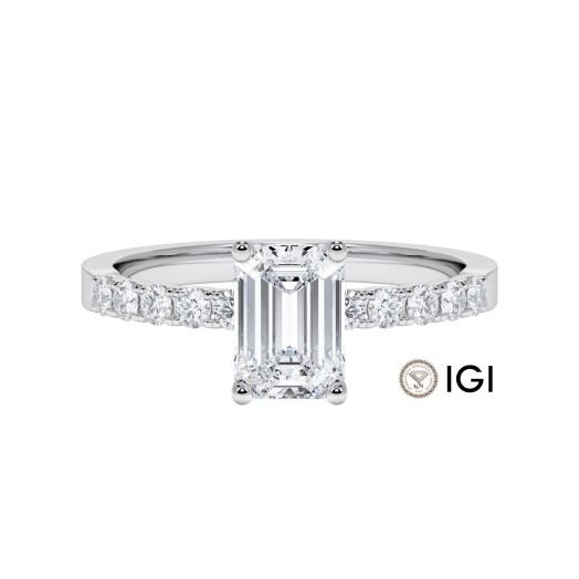 Verlobungsring Emerald Pave Platin Lab Grown Diamantring 1,20 ct. RU 47833
