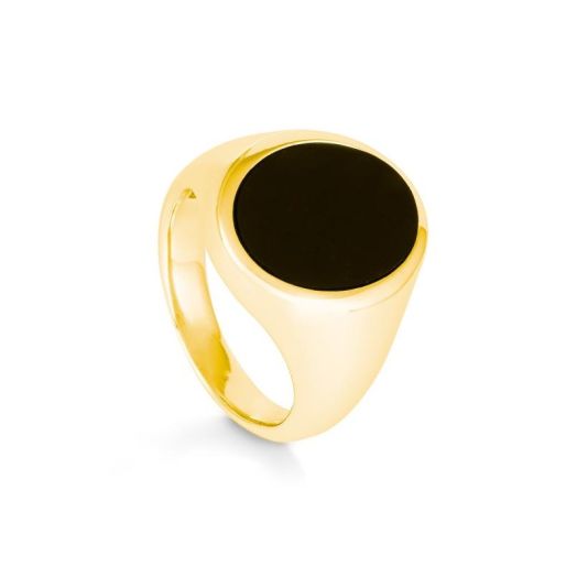 Herrenring Siegelring mit Lapis oder Onix Stein Weißgold Männerschmuck 47547