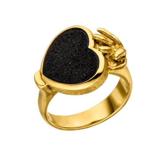 Damenring Kristallachat 750 Gelbgold Goldschmiede handarbeit