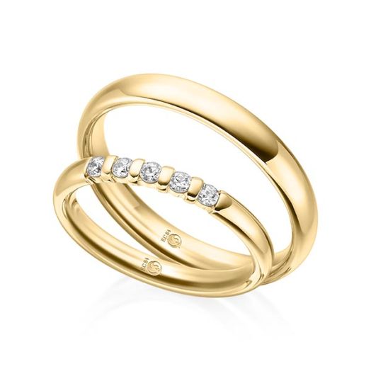 Trauringe Rubin Gelbgold RU 1546 Eheringe 585 Gold