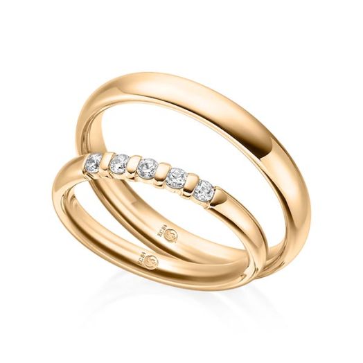 Trauringe Rubin Rosegold RU 1546 Eheringe 585 Gold
