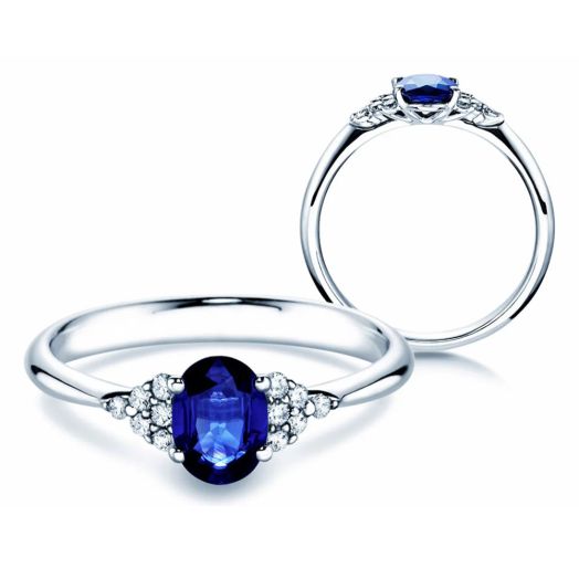 Verlobungsring VIV Gelbgold oder Weißgold mit Saphir 1,00ct und Diamanten 0,12ct G RIV 47501