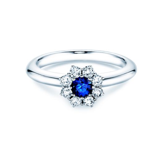 Verlobungsring Saphir mit Diamanten 0,40ct 585 oder 750 Weißgold oder Platin