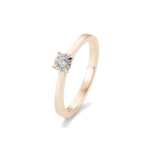 Solitär Verlobungsring 585 Rosegold Diamanten Bouguetfassung