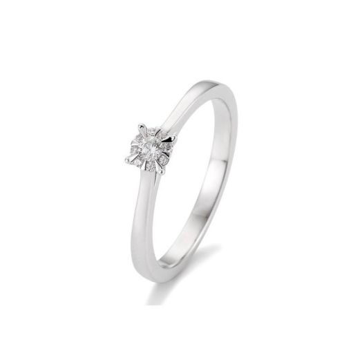 Solitärring 585 oder 750 Weißgold Diamanten 0,104 ct.