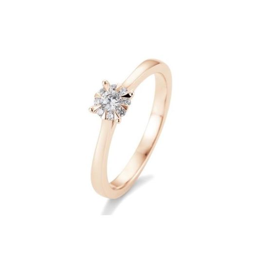 Verlobungsring 585 oder 750 Rosegold Diamanten Bouguetfassung 0,18 ct.
