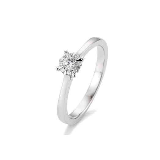 Verlobungsring 585 oder 750 Weißgold Diamanten Bouguetfassung 0,18 ct.