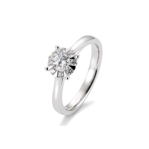 Solitärring 585 oder 750 Weißgold Diamanten Bouguetfassung 0,53 ct.