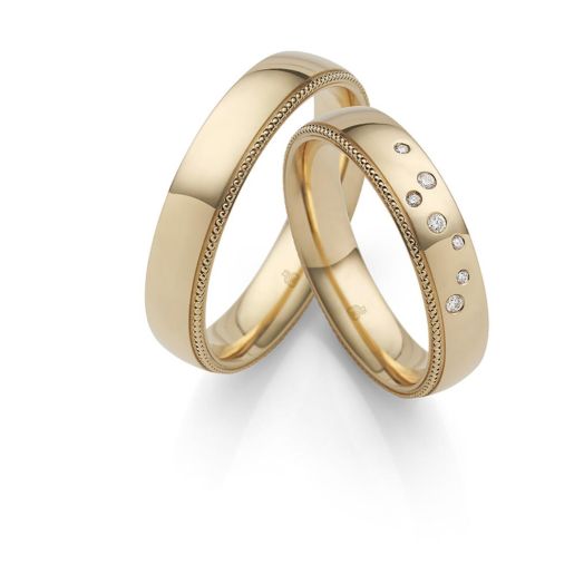 Trauringe mit Perlfuge 375 oder 585 Gelbgold Eheringe Rauschmayer 04131