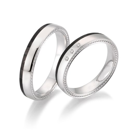 Trauringe Carbon Weißgold Eheringe Breuning 06509