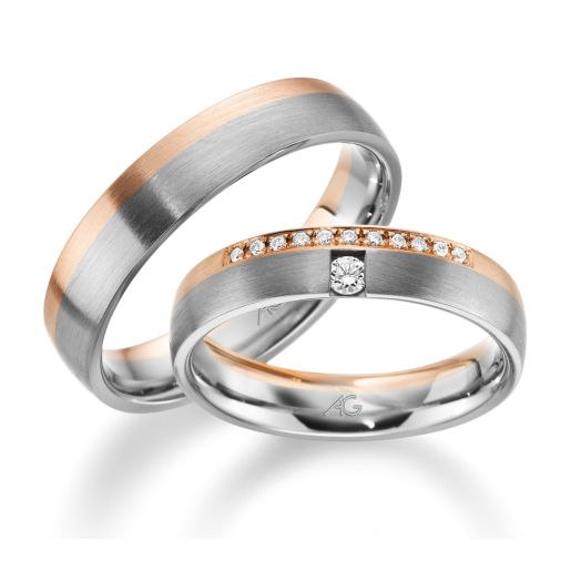 Trauringe Gerstner Palladium Rotgold 28722 Natural Collection