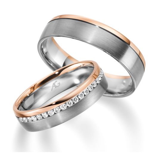 Gerstner Trauringe Palladium Rotgold 28724 Natural Collection