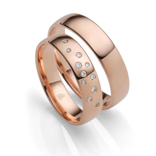 Trauringe mit Brillanten von Rauschmayer 585 oder 750 Rosegold 05706