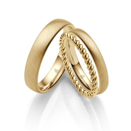 Eheringe Set mit Kordelring Rauschmayer Trauringe Gelbgold 04924