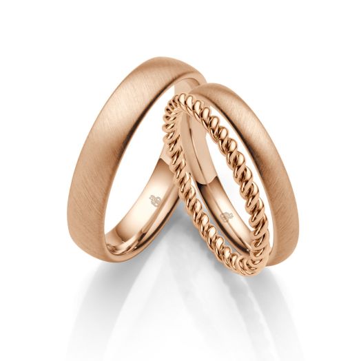 Eheringe Set mit Kordelring Rauschmayer Trauringe Rosegold 04924