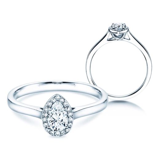 Verlobungsring Pear Shape mit Diamanten 0,25 - 0,75 G/SI Weiß-, Gelb-, Rotgold, Platin RIV 47774